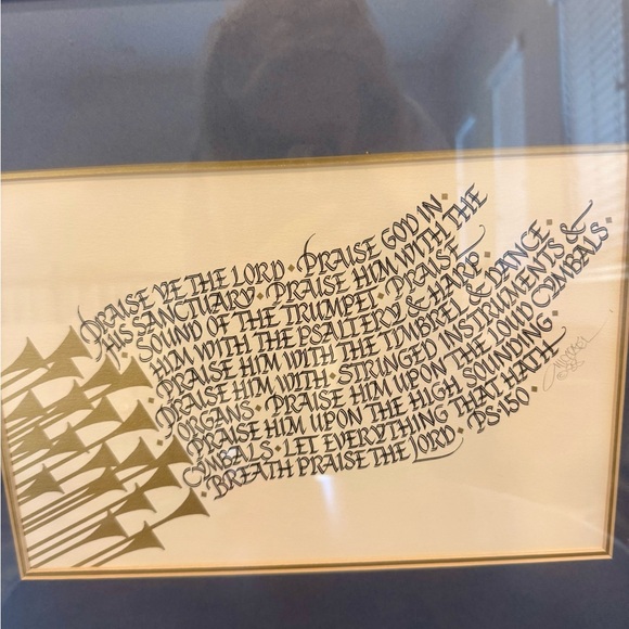 Framed Michael Podesta Art with Gold Wood Frame “Praise Ye The Lord” Psalm 150 - Picture 5 of 10